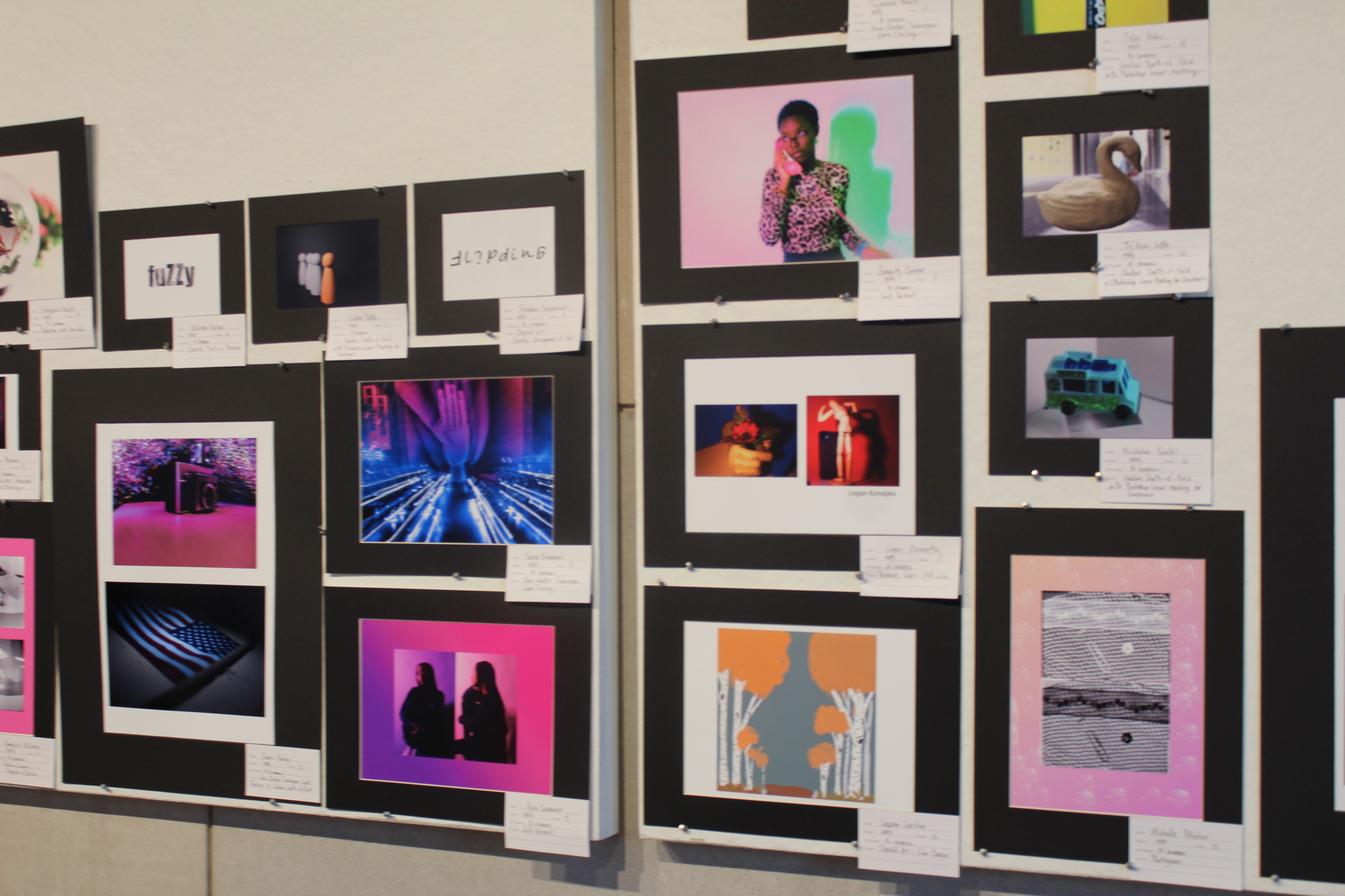 Student artwork featured at the gallery for the 2023 Middletown Public Schools K-12 Art Show